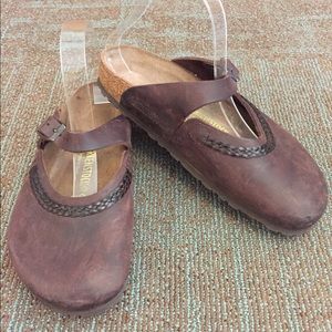 Brown Oiled Leather Birkenstock Rosemead Clogs